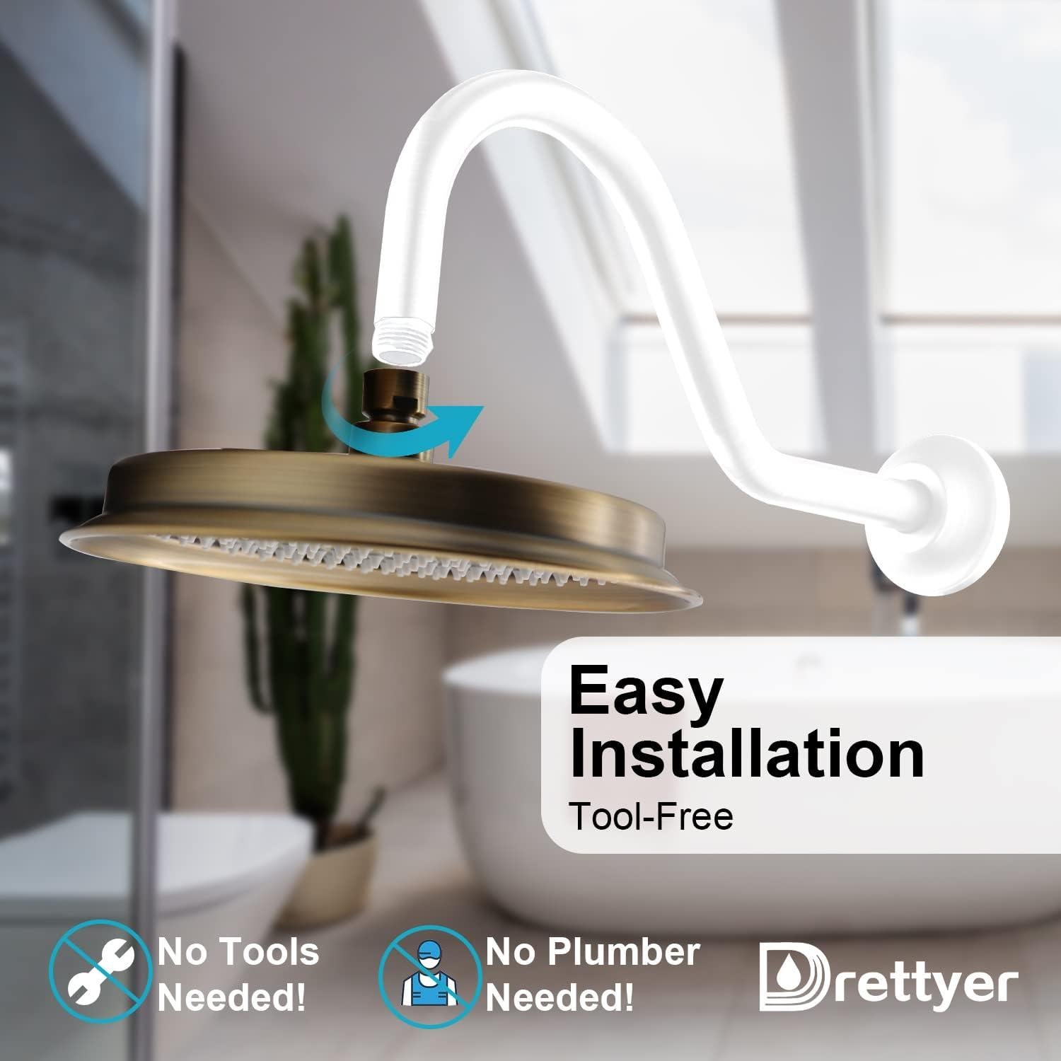 Cabezal de Ducha de Lluvia Drettyer 9" Acero Inoxidable Bronce