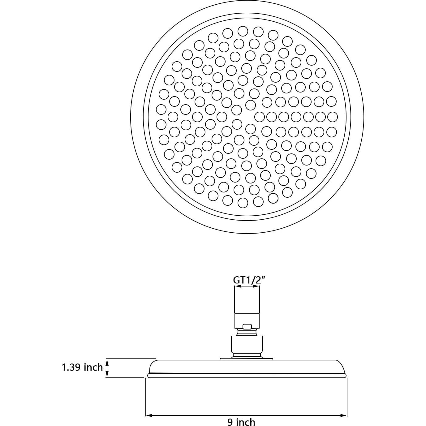 Cabezal de Ducha de Lluvia Drettyer 9" Acero Inoxidable Bronce