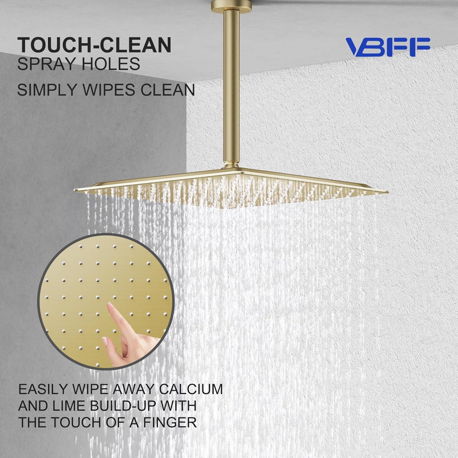 Cabezal de Ducha Cuadrado VBFF 12" Oro Cepillado 1.8 GPM