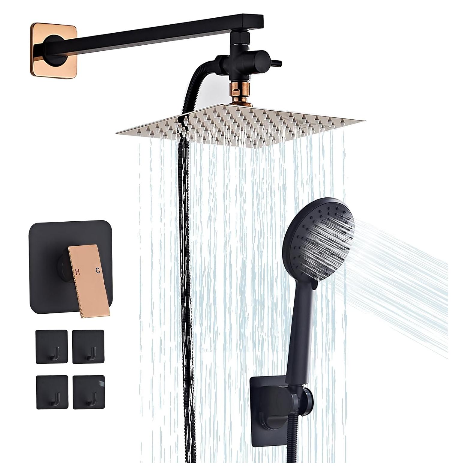 Cabezal de Ducha 20 cm Hamckay Alta Presión Oro Rosa