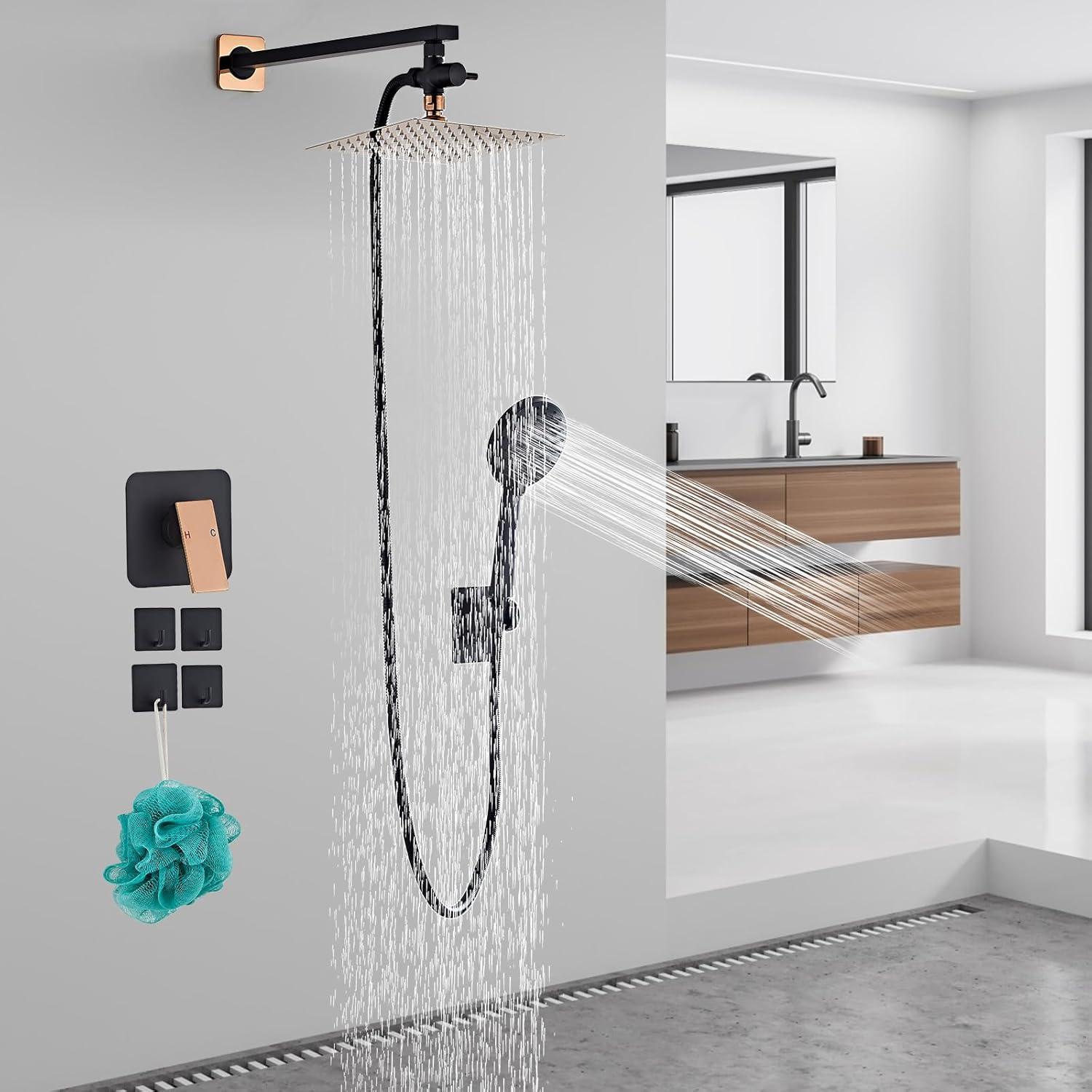 Cabezal de Ducha 20 cm Hamckay Alta Presión Oro Rosa