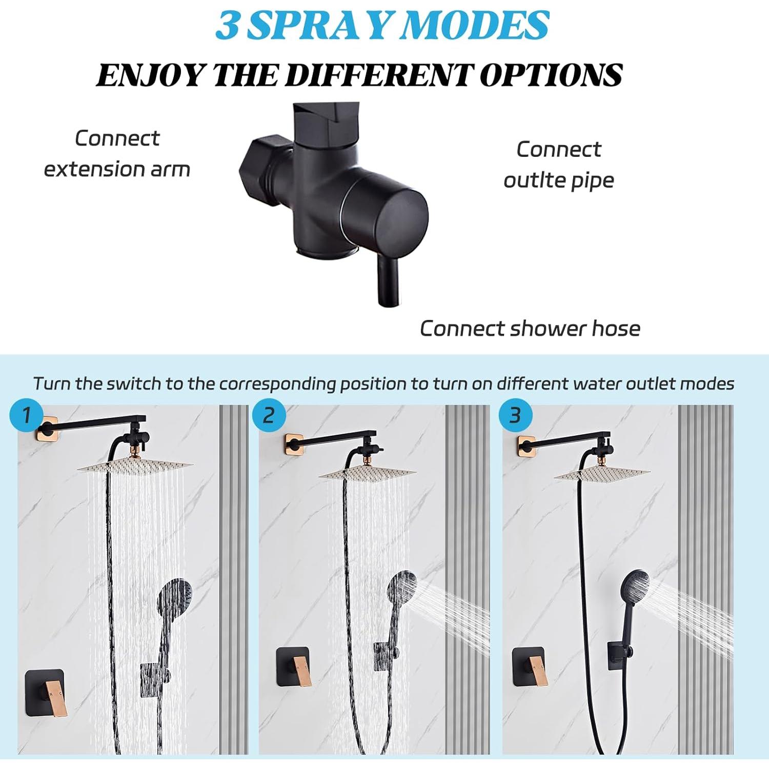 Cabezal de Ducha 20 cm Hamckay Alta Presión Oro Rosa