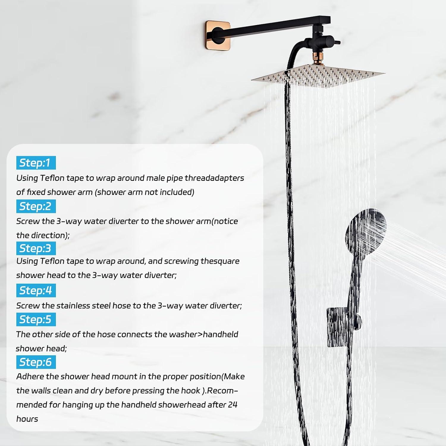 Cabezal de Ducha 20 cm Hamckay Alta Presión Oro Rosa