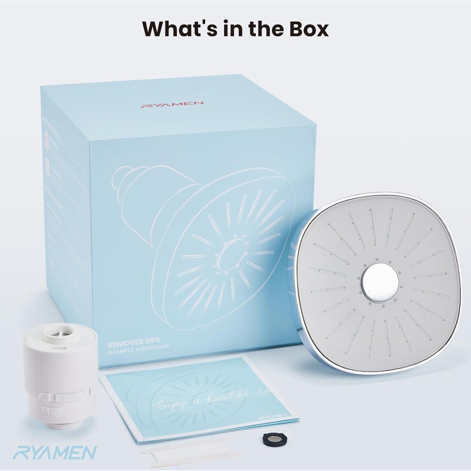 Cabezal de Ducha Filtrado Ryamen - Alta Presión, 99% Cloro Eliminado