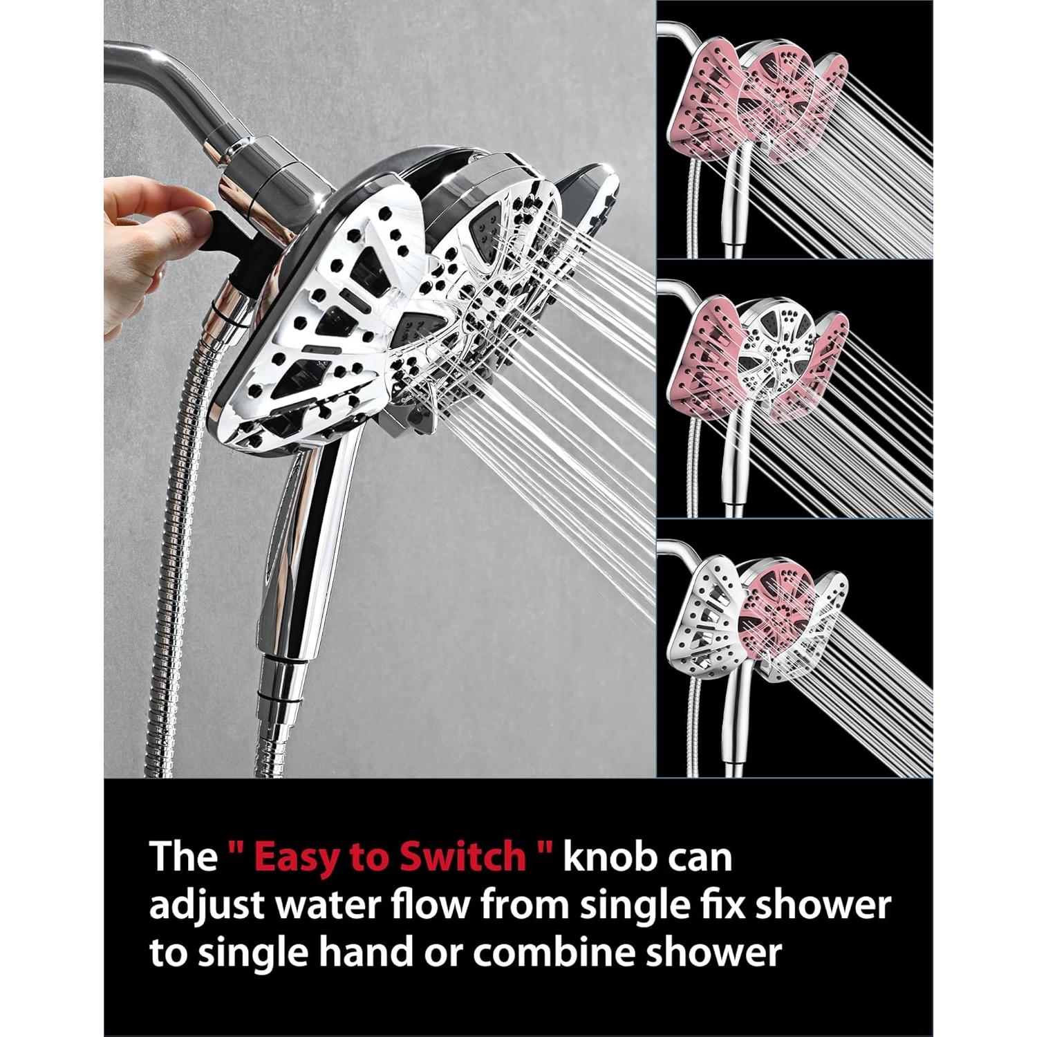 Cabezal de Ducha Doble 2 en 1 GRICH 10'' Cromo Alta Presión