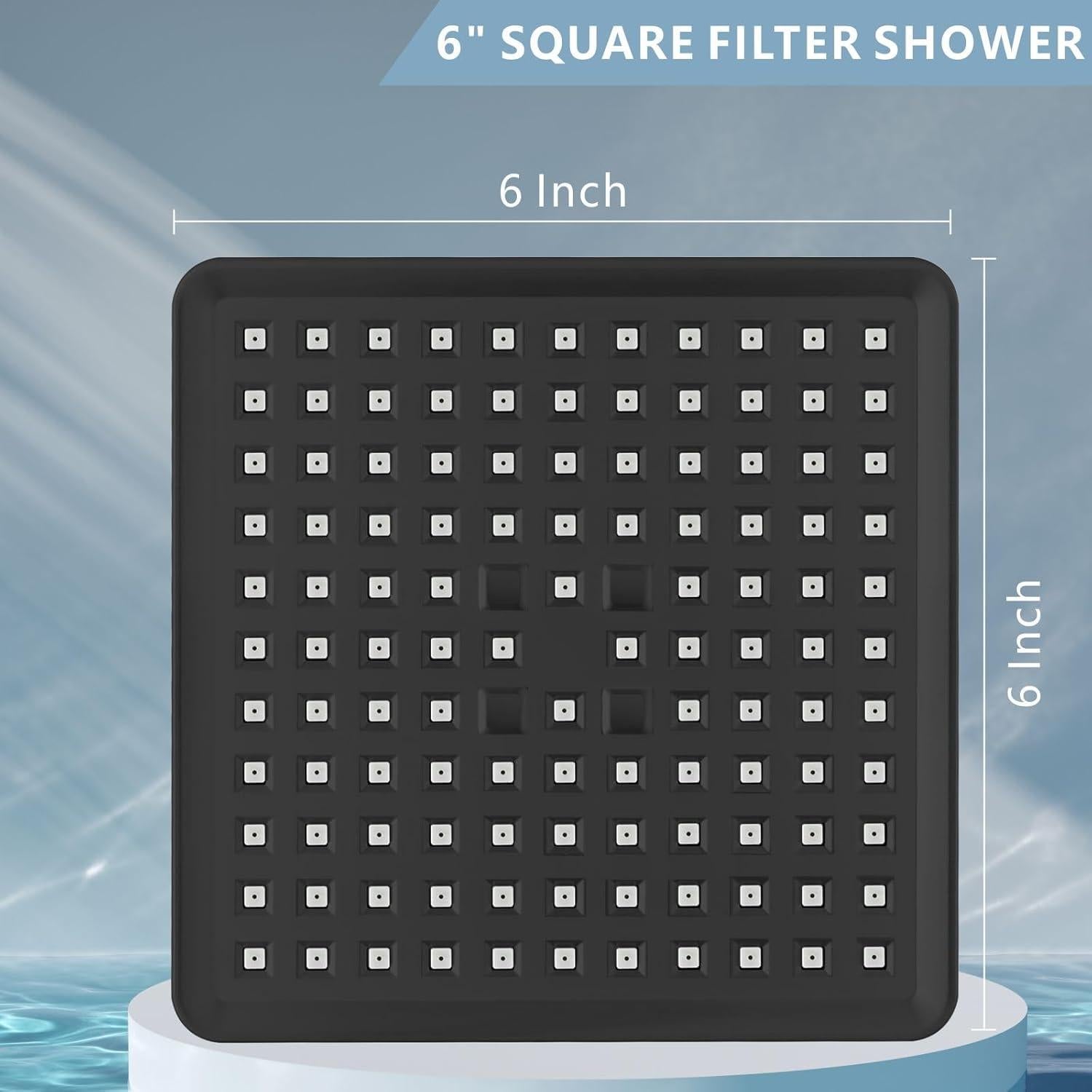 Cabezal de Ducha de Lluvia Nuodan 6" Cuadrado con Filtro