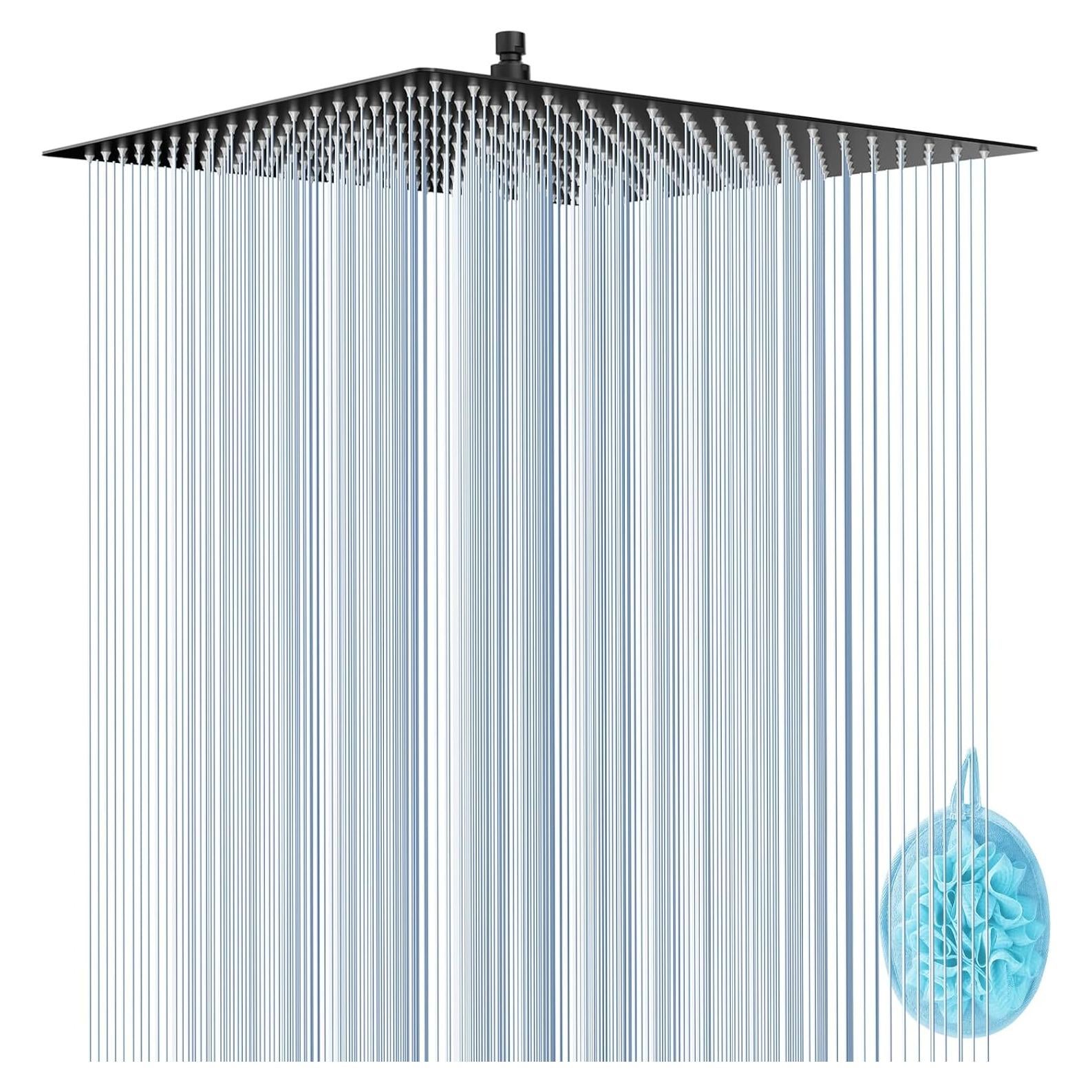 Cabezal de Ducha de Lluvia BORLON 16" Acero Inoxidable Negro Mate