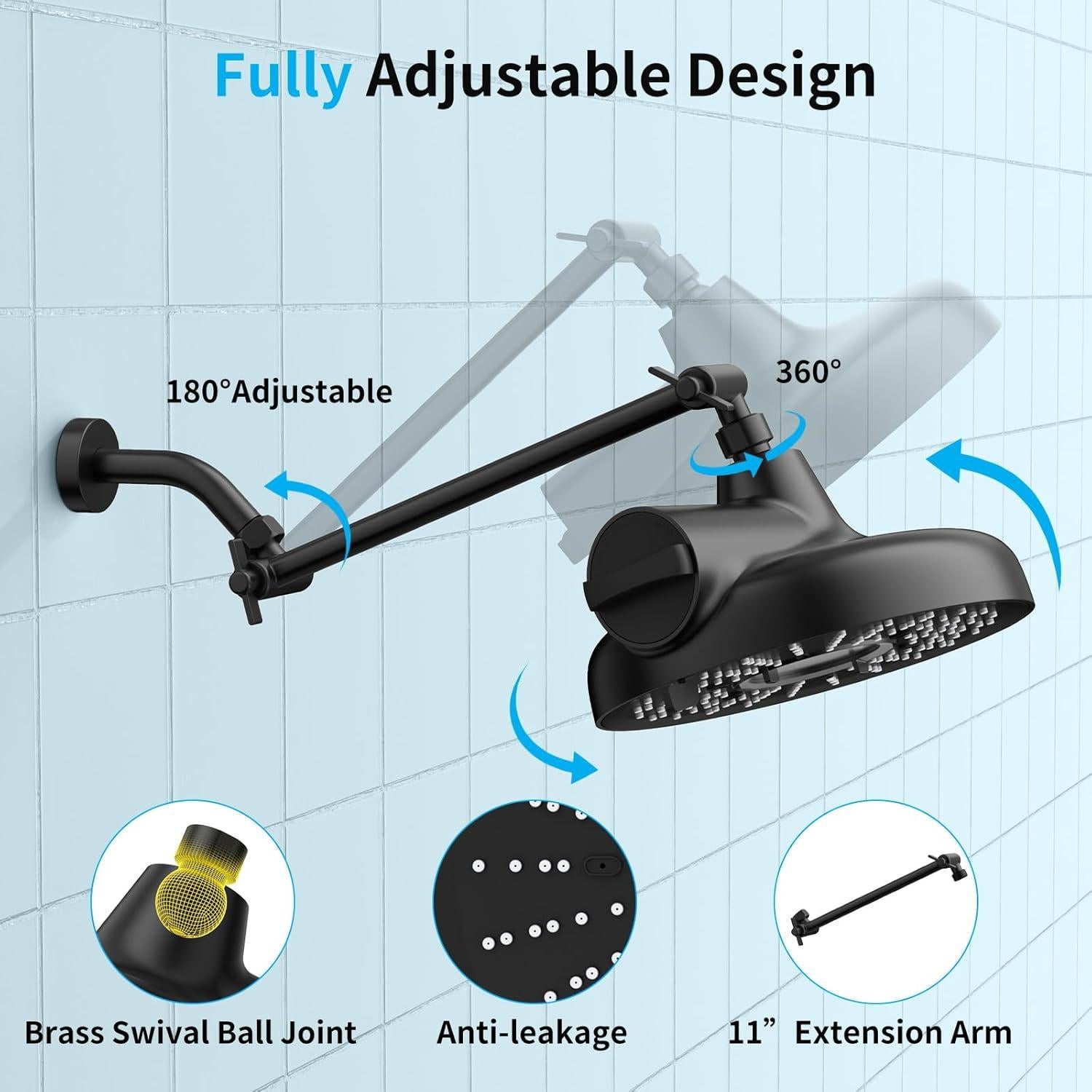 Cabezal de Ducha Filtrado EMBATHER 20.32 cm 3 Modos Ajustable