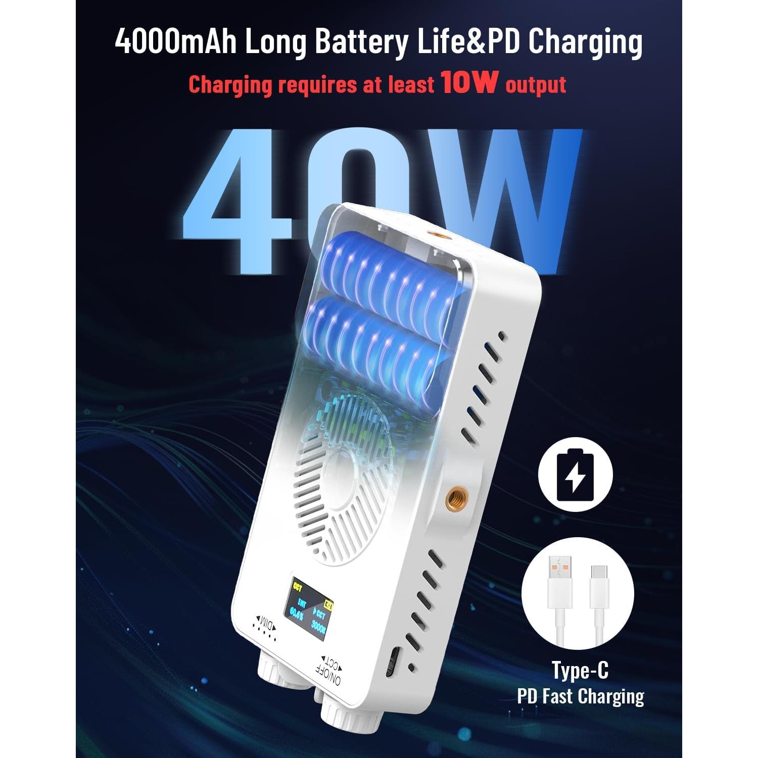 Luz LED Portátil 40W Yeaki para Cámara 4000mAh 3000-7000K