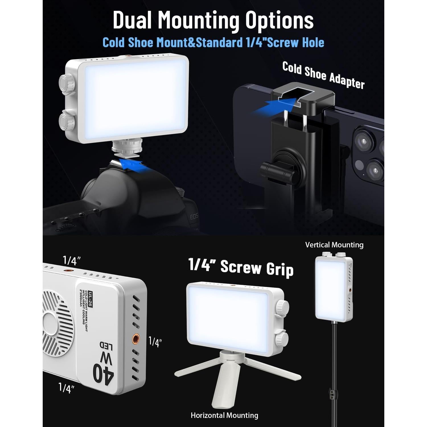 Luz LED Portátil 40W Yeaki para Cámara 4000mAh 3000-7000K