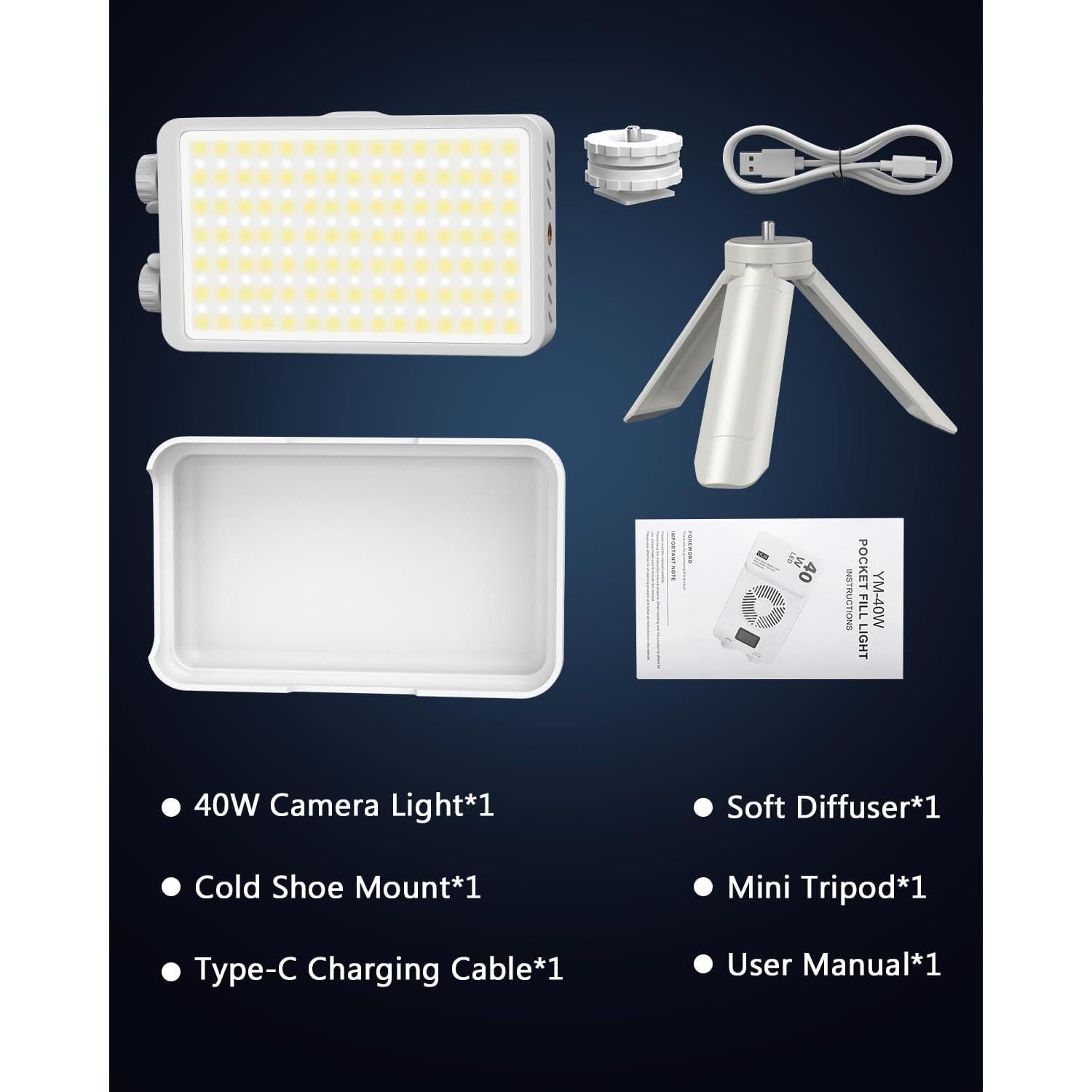 Luz LED Portátil 40W Yeaki para Cámara 4000mAh 3000-7000K