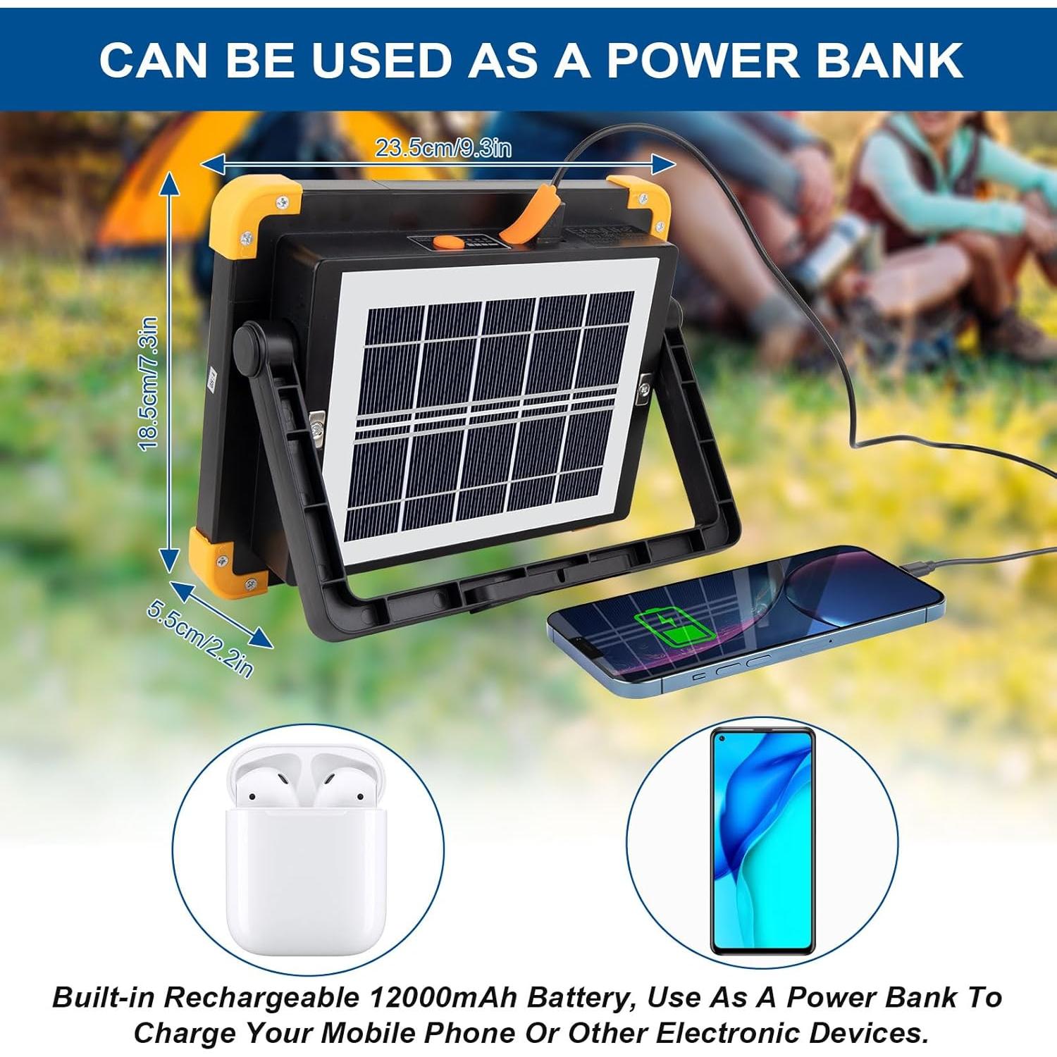 Luz de Trabajo LED ErayLife 120W Recargable 10000LM Solar