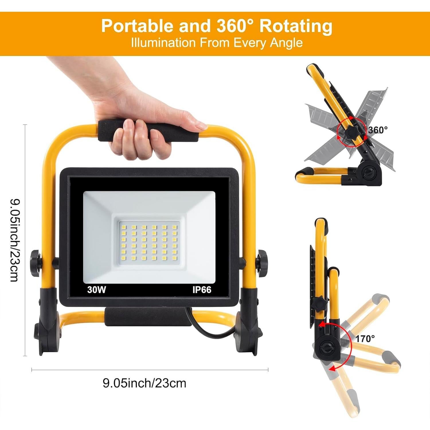 Luz de Trabajo LED ORHOMELIFE 30W 3000LM IP66 4m Dorado