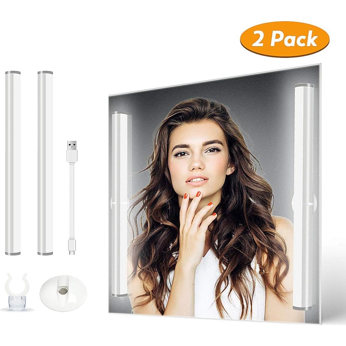 Luces de Espejo LED Portátiles Benature 2 Paquetes 3 Brillos