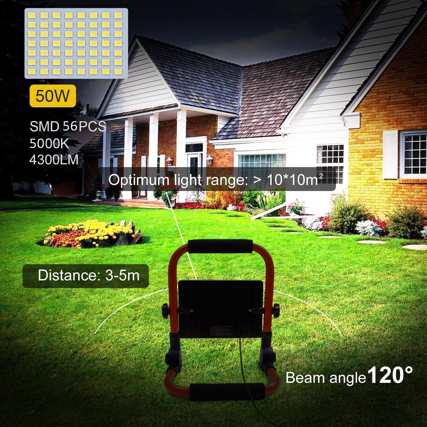 Lámpara de Trabajo LED LTE 50W IP66 4300LM Portátil con Cable 5M