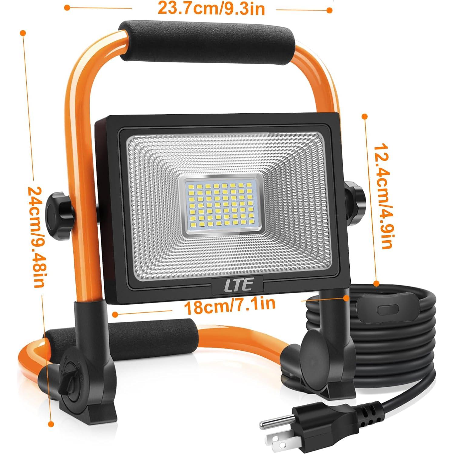 Lámpara de Trabajo LED LTE 50W IP66 4300LM Portátil con Cable 5M