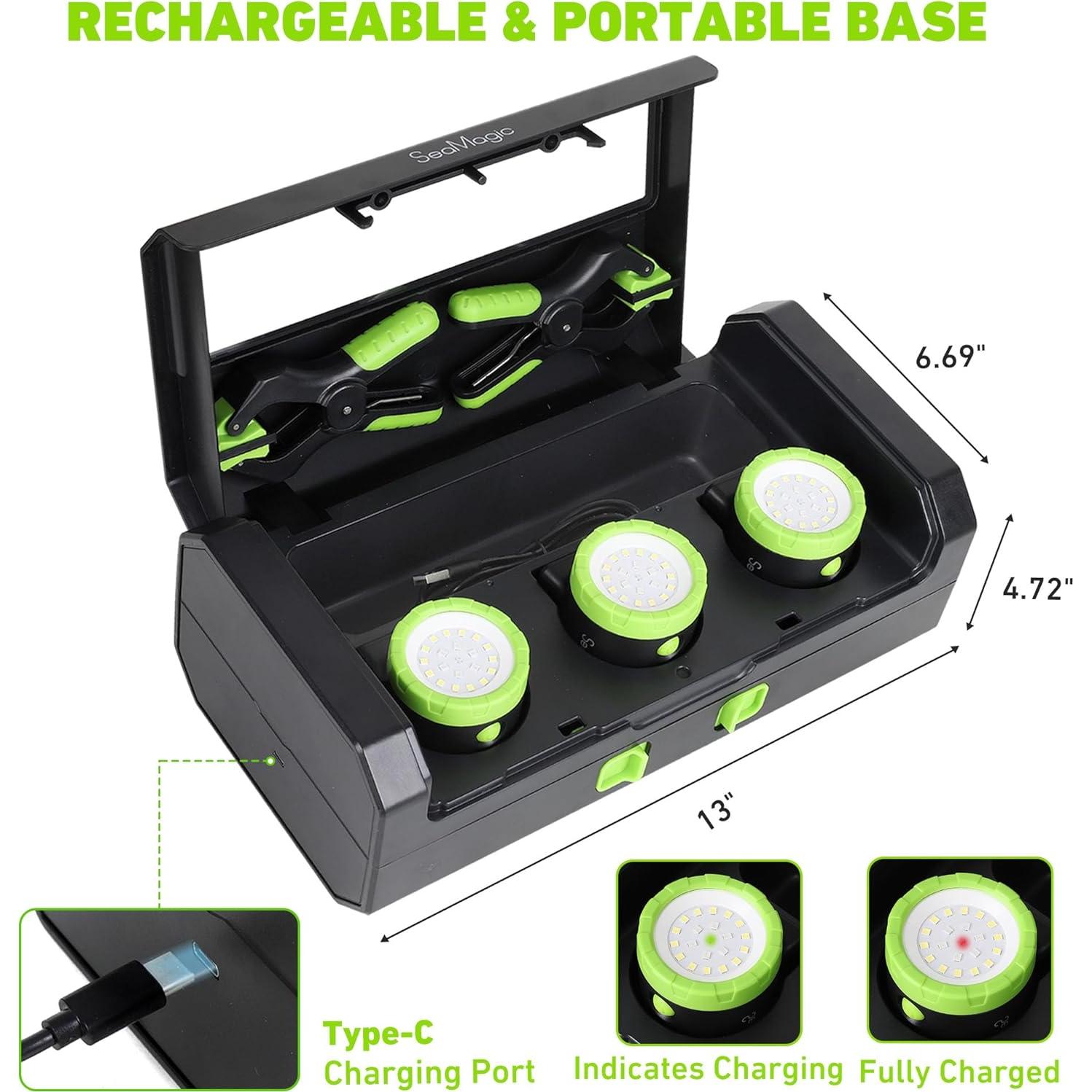 Paquete de 3 luces de trabajo LED SEAMAGIC recargables 360°