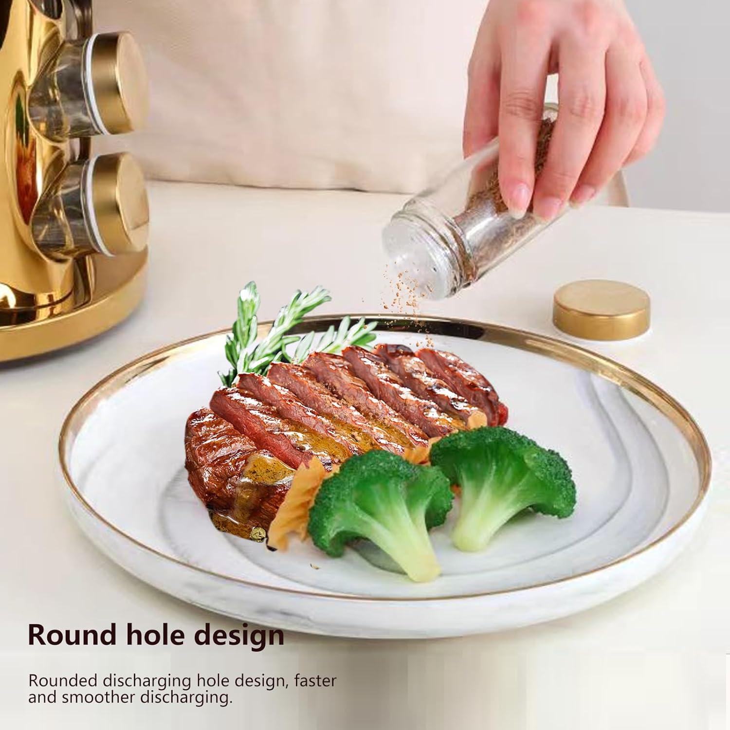 Estante de Especias TINMIX Dorado con 8 Tarros de Acero Inoxidable