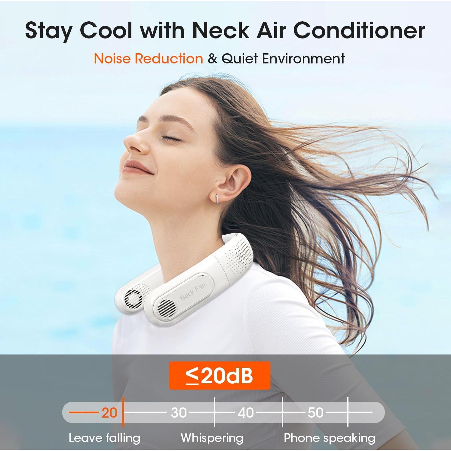 Ventilador de Cuello Recargable OLV 6000mAh 3 Velocidades LED - Blanco