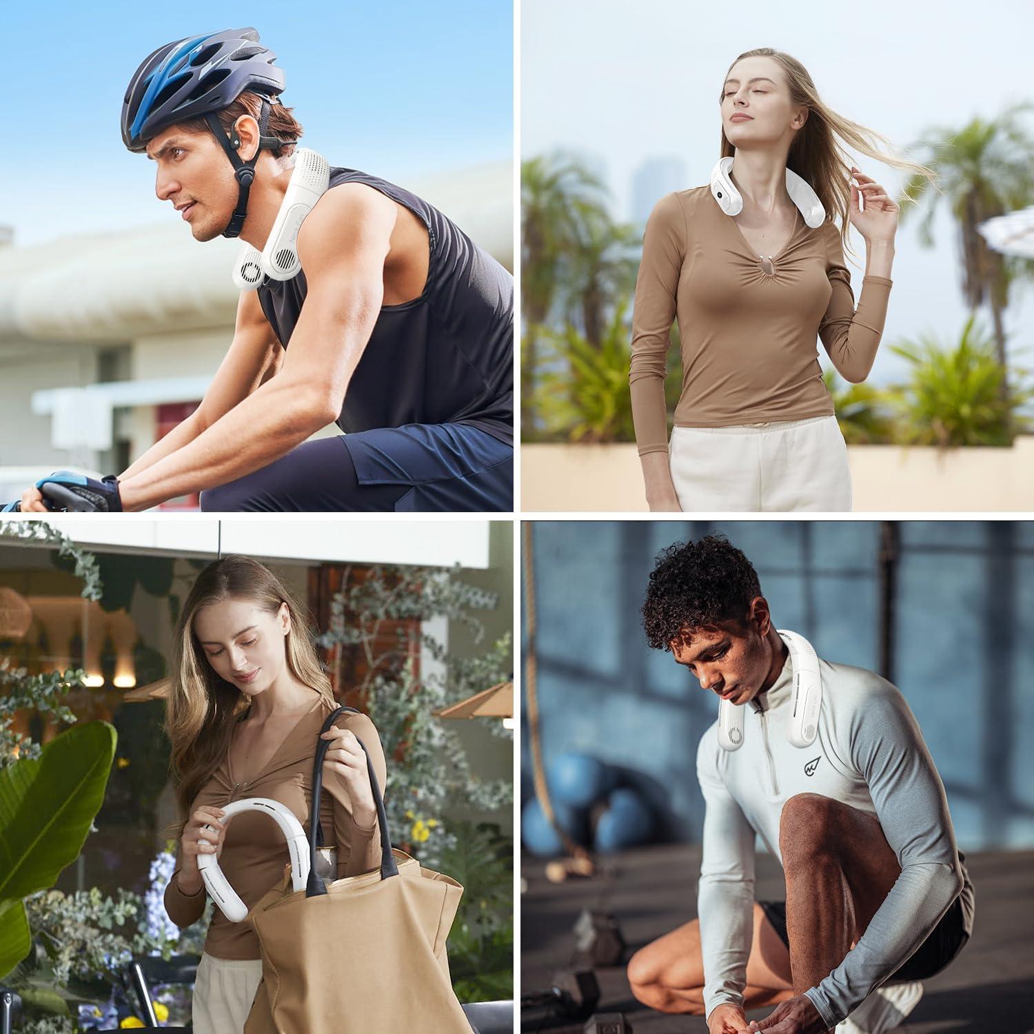 Ventilador de Cuello Recargable OLV 6000mAh 3 Velocidades LED - Blanco