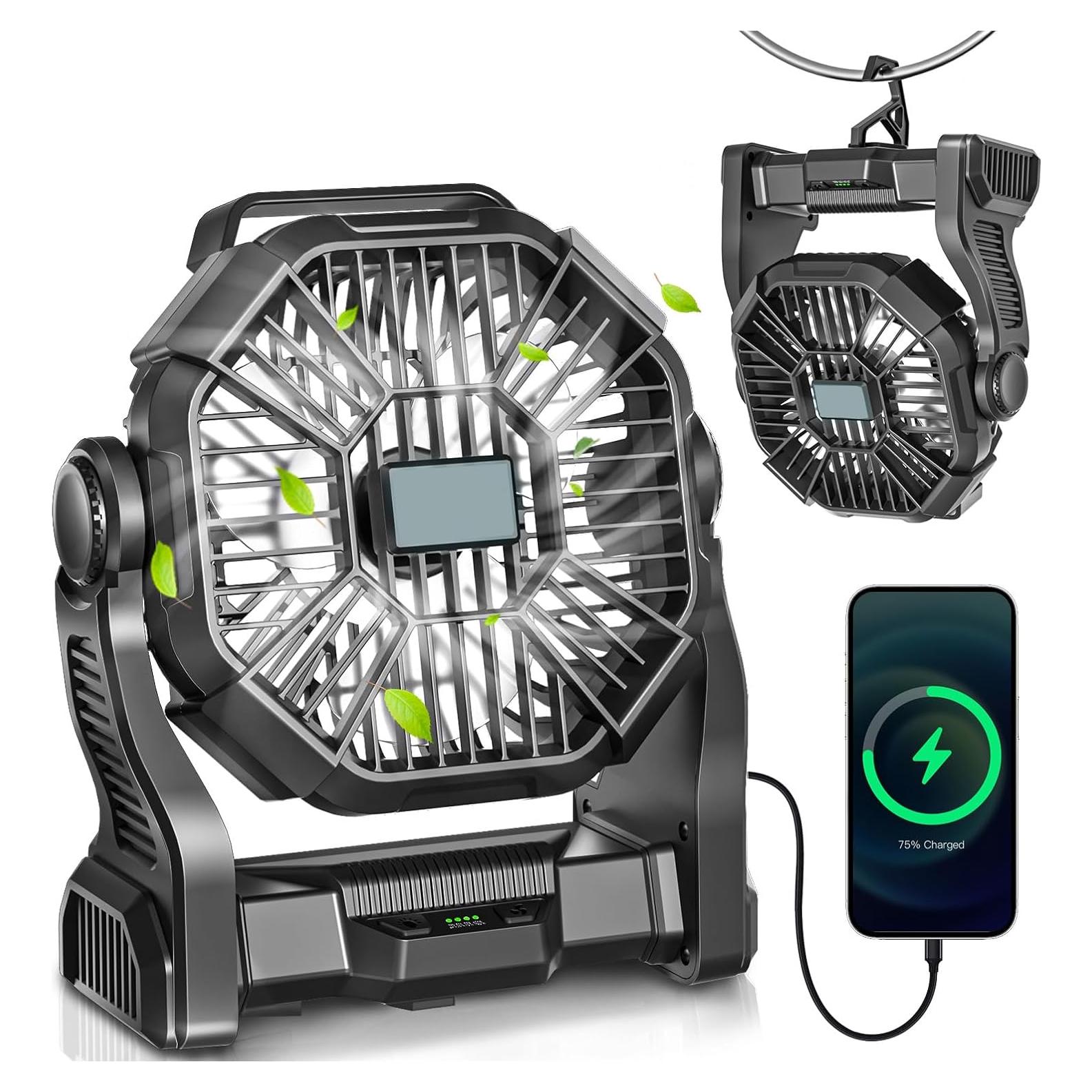 Ventilador de Camping AEscod X23 Portátil 20000mAh LED 270°