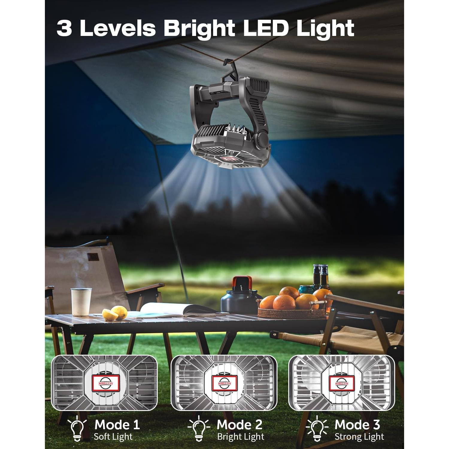 Ventilador de Camping AEscod X23 Portátil 20000mAh LED 270°