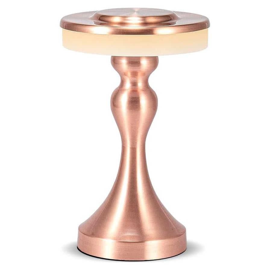 Lámpara de Mesa LED Recargable Táctil 3 Colores Oro Rosa