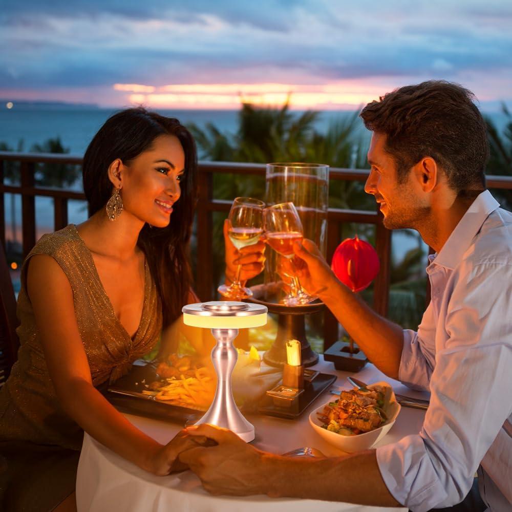 Lámpara de Mesa LED Recargable Táctil 3 Colores Oro Rosa