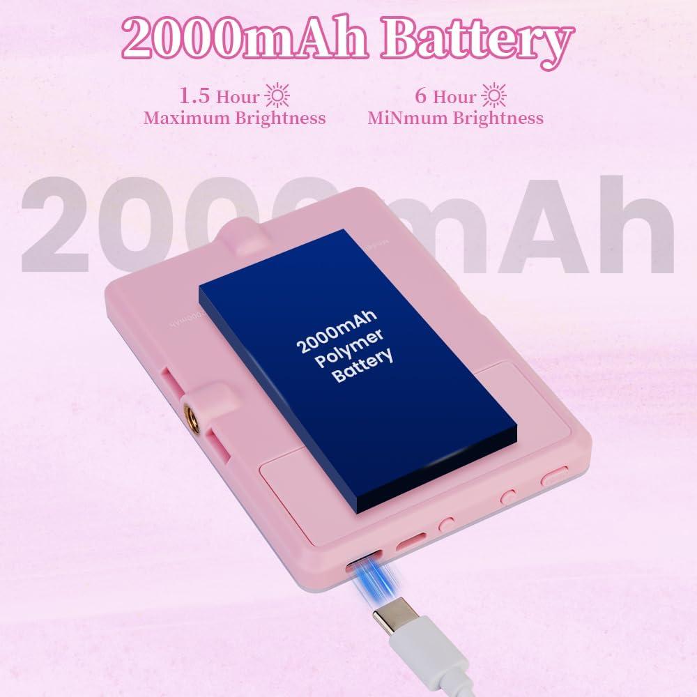 Luz LED para Selfie INS Rosa, Clip Portátil, 3 Modos, 2000mAh