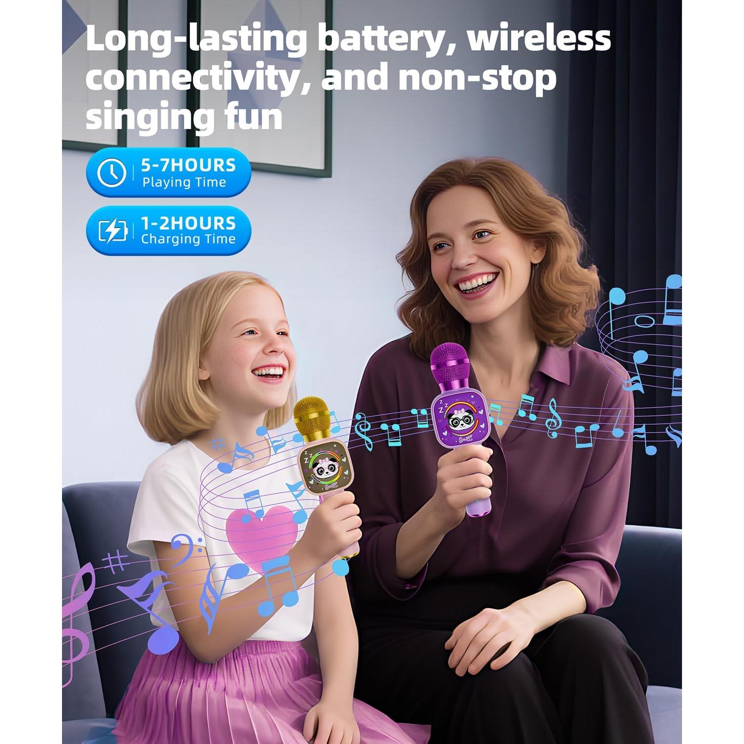 Micrófono Karaoke Bluetooth Qnxoatr X7 para Niños - Altavoz LED