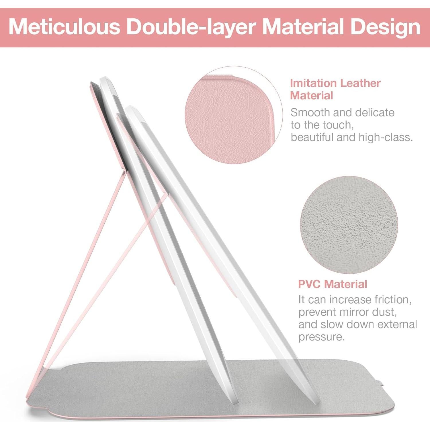 Espejo de Maquillaje Kintion LED Portátil Rosa 8" con Luz