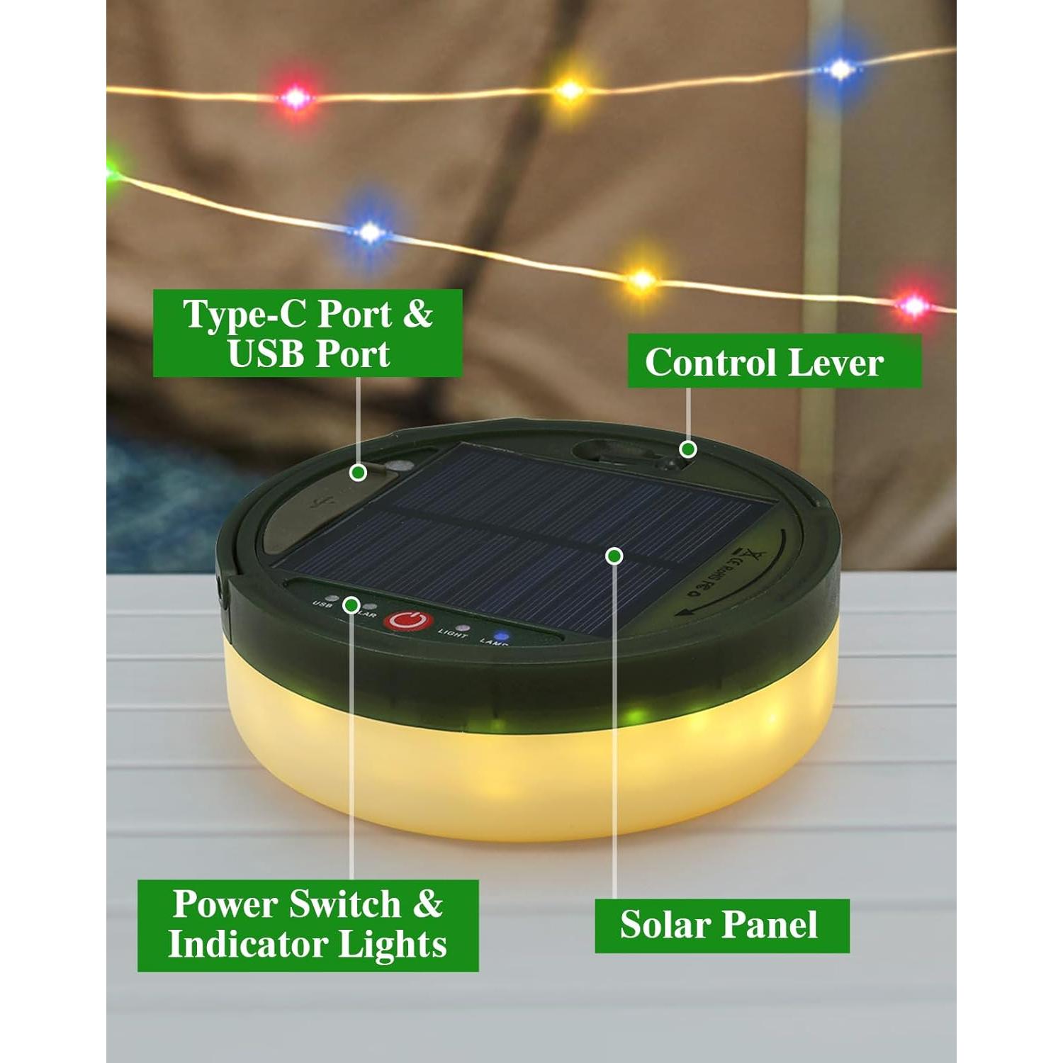 Luces de Camping Solares Anpro 10m LED Multicolor 3600mAh