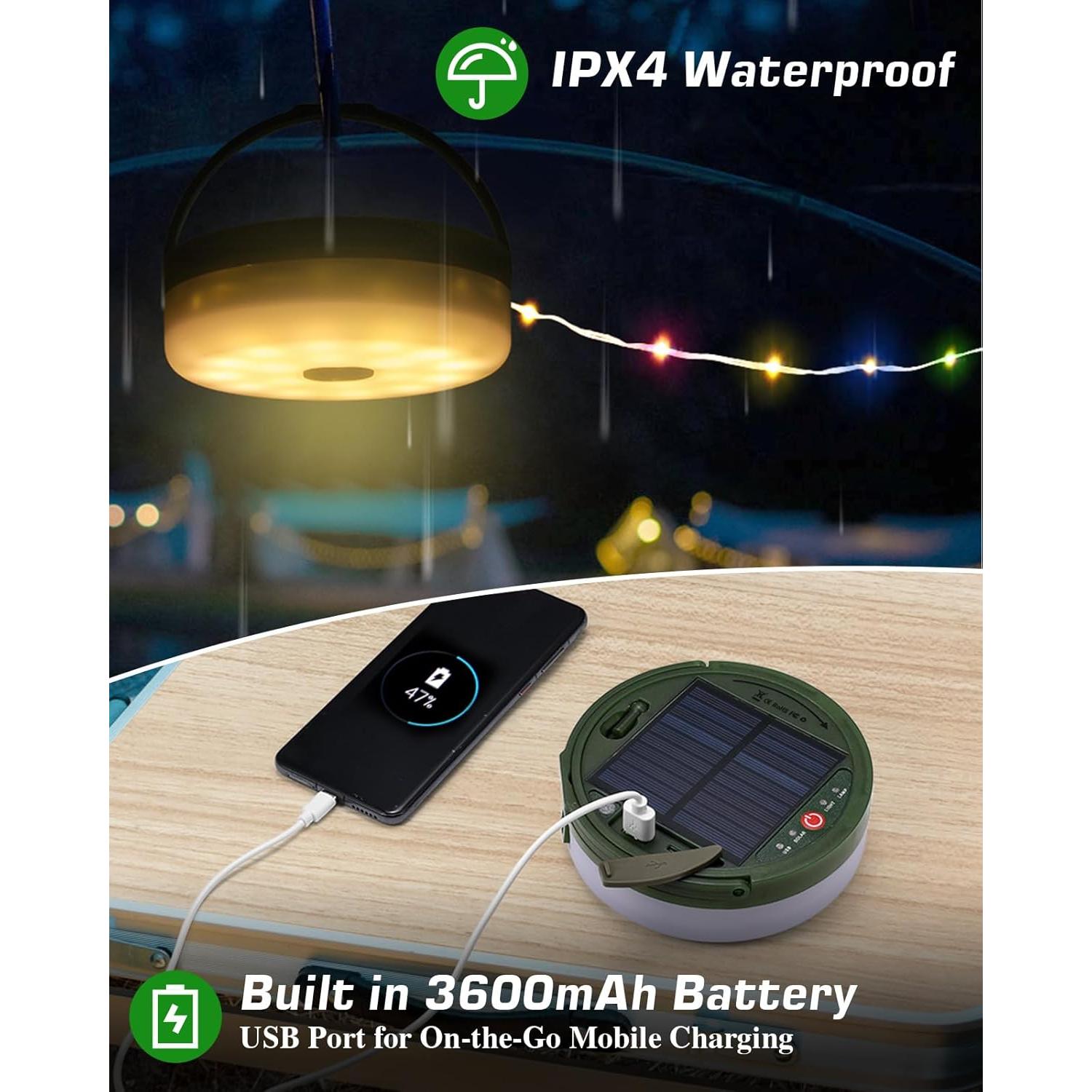 Luces de Camping Solares Anpro 10m LED Multicolor 3600mAh