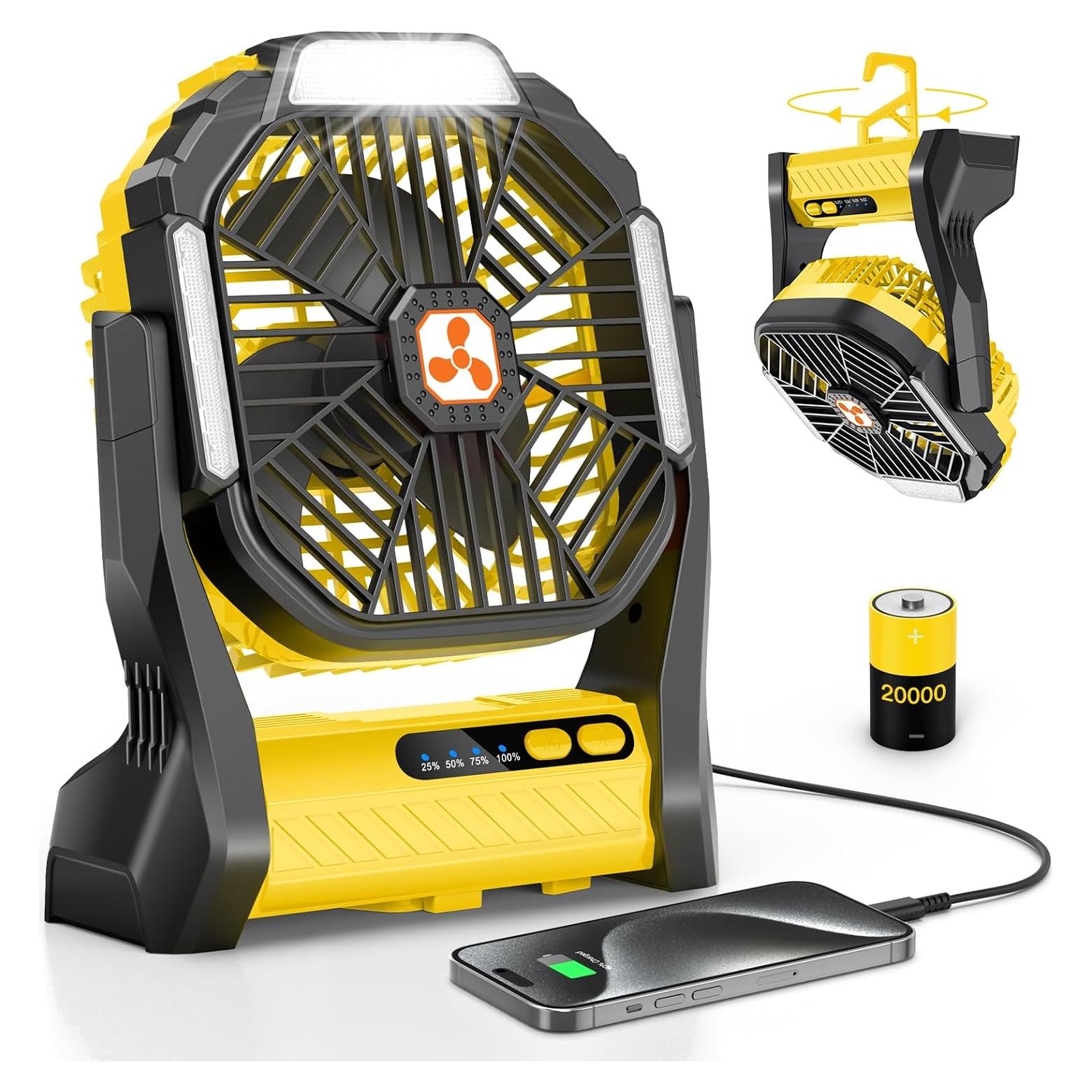 Ventilador Portátil Recargable ONLYNEW F660 con Linterna LED