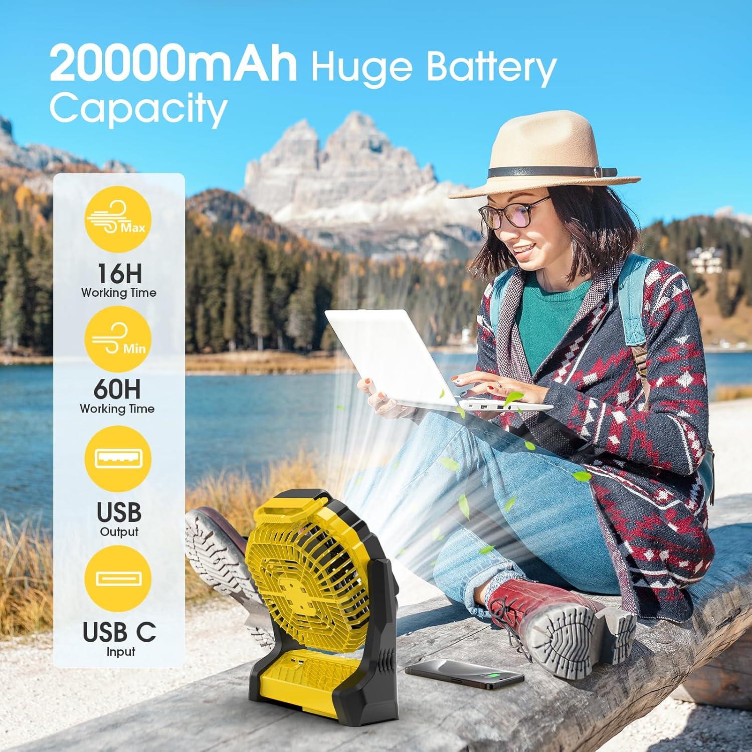 Ventilador Portátil Recargable ONLYNEW F660 con Linterna LED