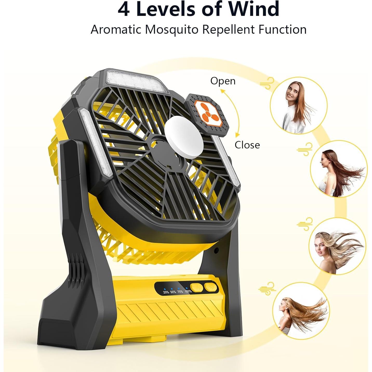 Ventilador Portátil Recargable ONLYNEW F660 con Linterna LED