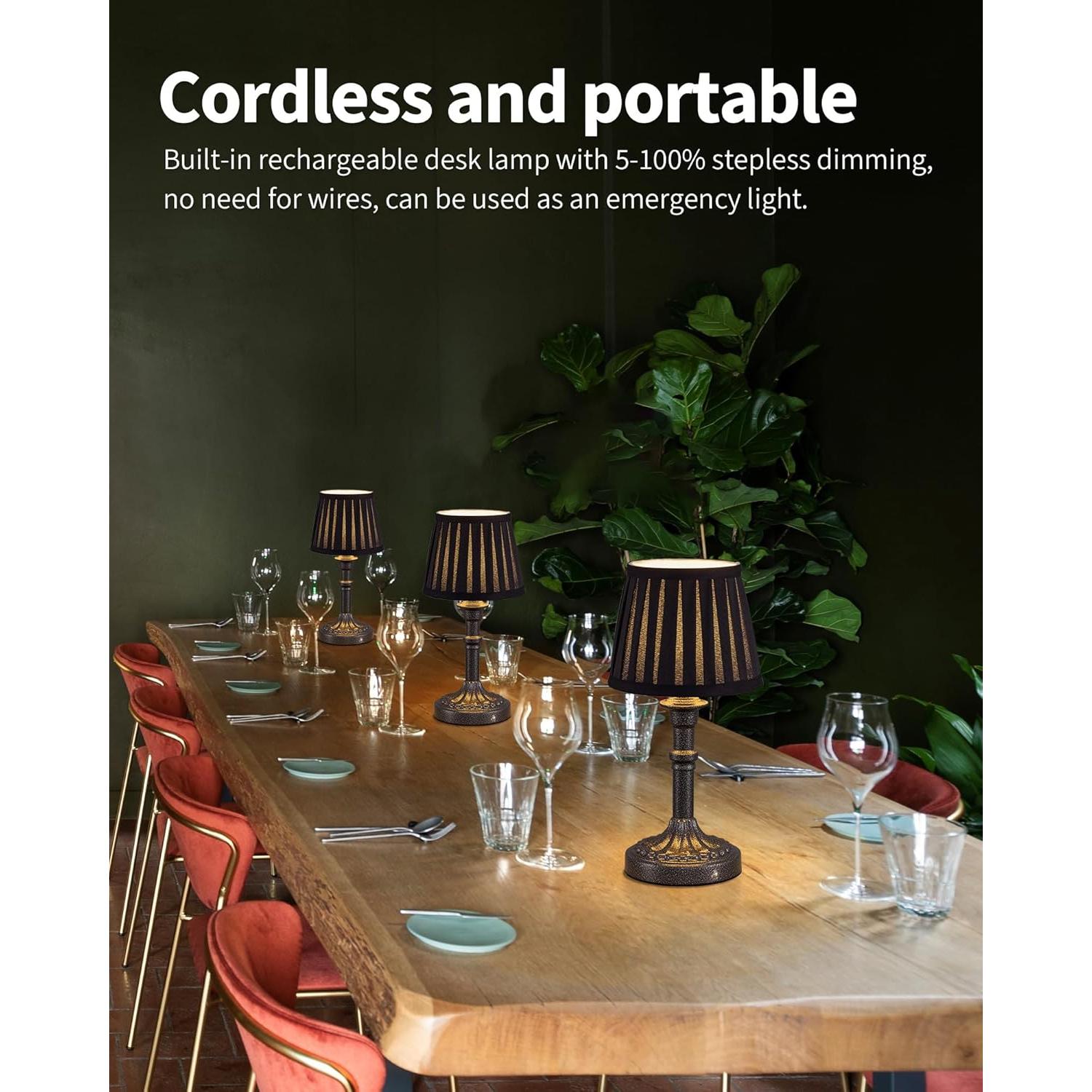 KDG Lámpara de Mesa Inalámbrica LED 2 Piezas 5000mAh Plata