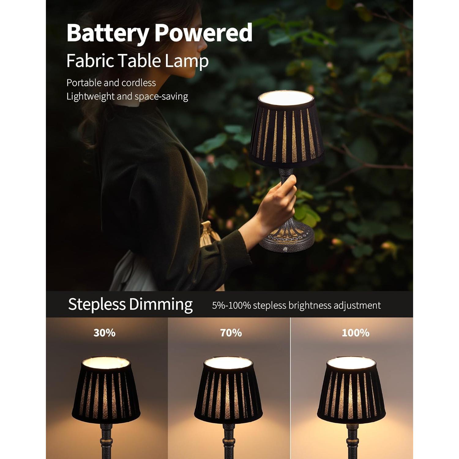 KDG Lámpara de Mesa Inalámbrica LED 2 Piezas 5000mAh Plata