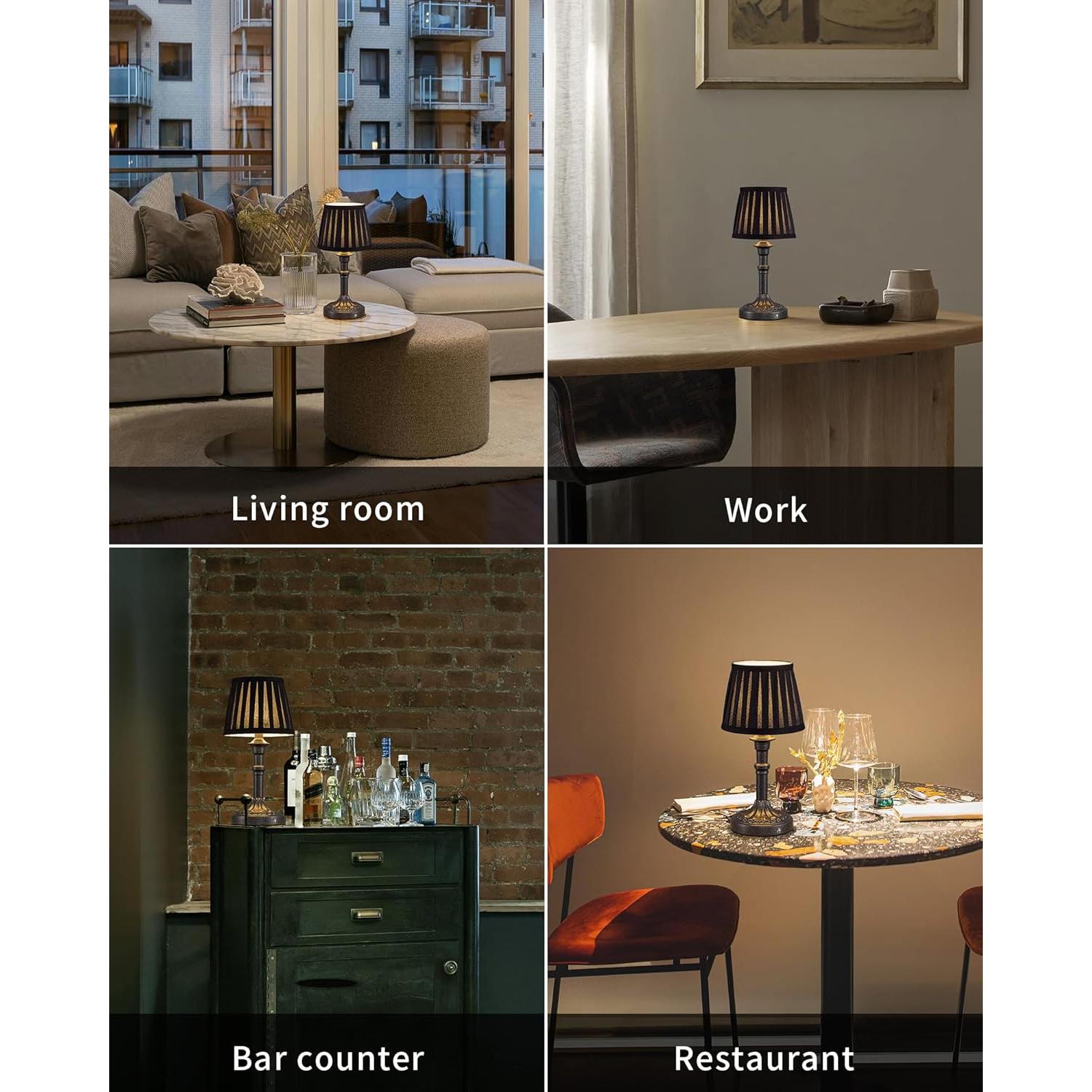 KDG Lámpara de Mesa Inalámbrica LED 2 Piezas 5000mAh Plata