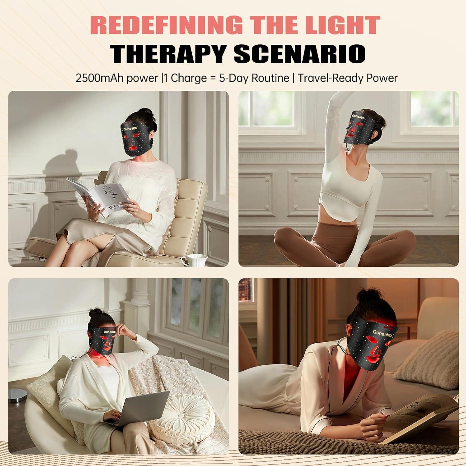 Máscara de Terapia de Luz Roja Quhealro LED 850nm 3 Modos