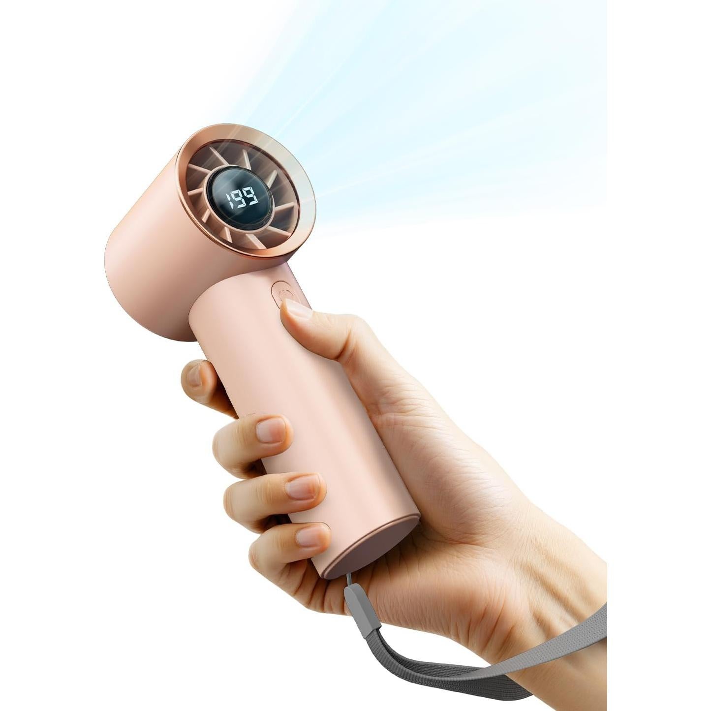 Ventilador Portátil SWEETFULL Rosa 3600mAh 5 Velocidades LED