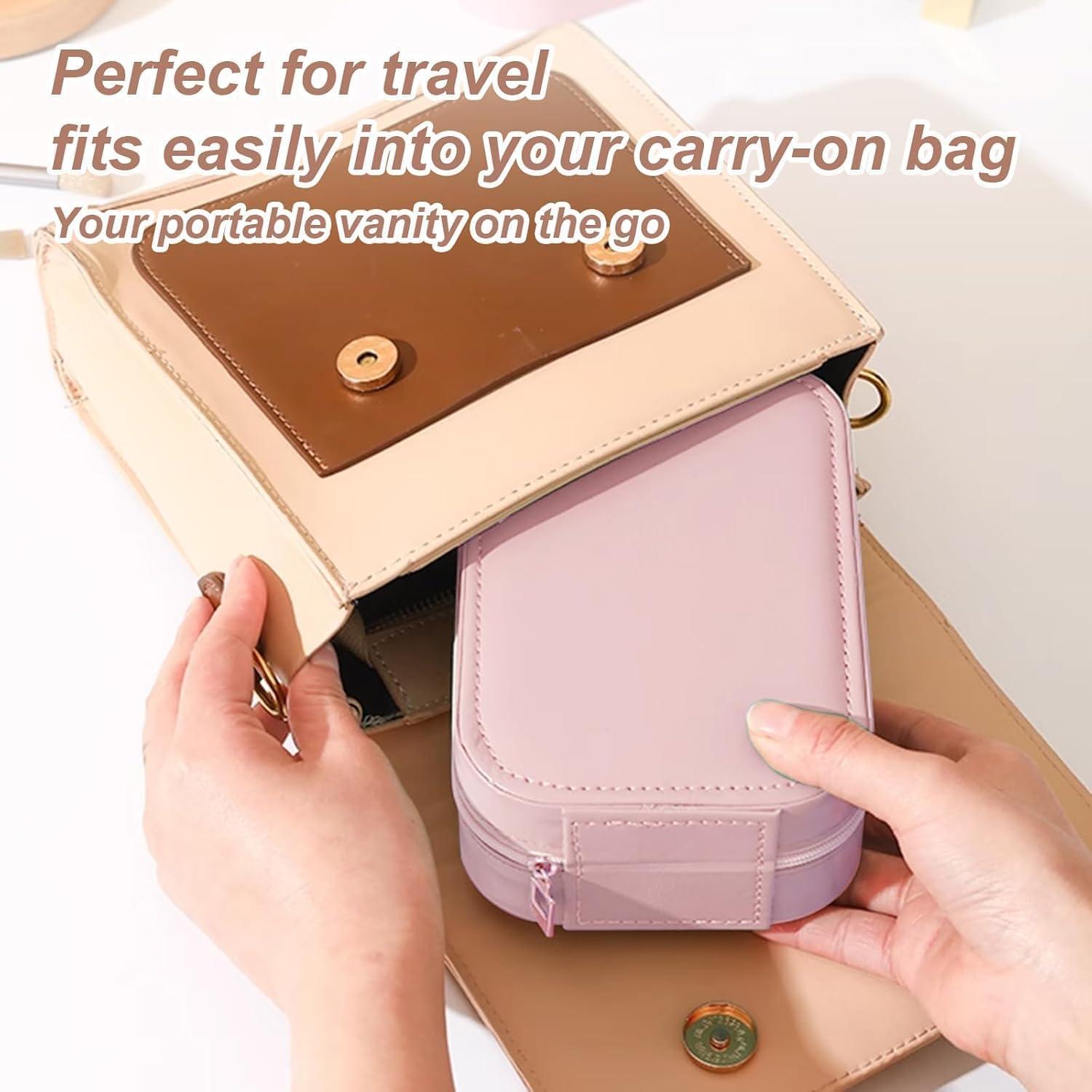 Estuche de Maquillaje LED YUANHAILI Rosa con Espejo Ajustable