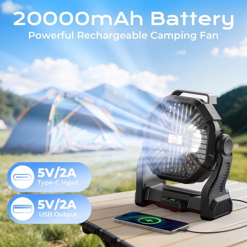Ventilador de Camping VOSFEEL X23 Portátil Recargable 20000mAh