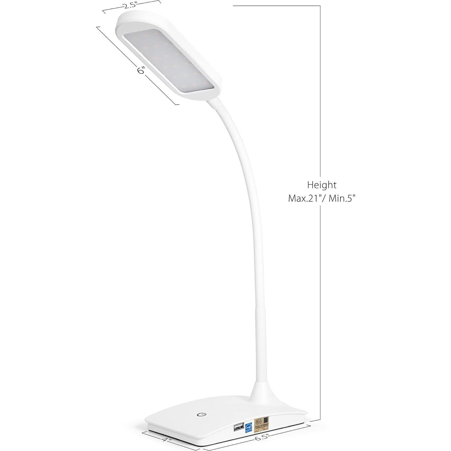 Lámpara de Escritorio LED IVY con USB - Regulable y Compacta