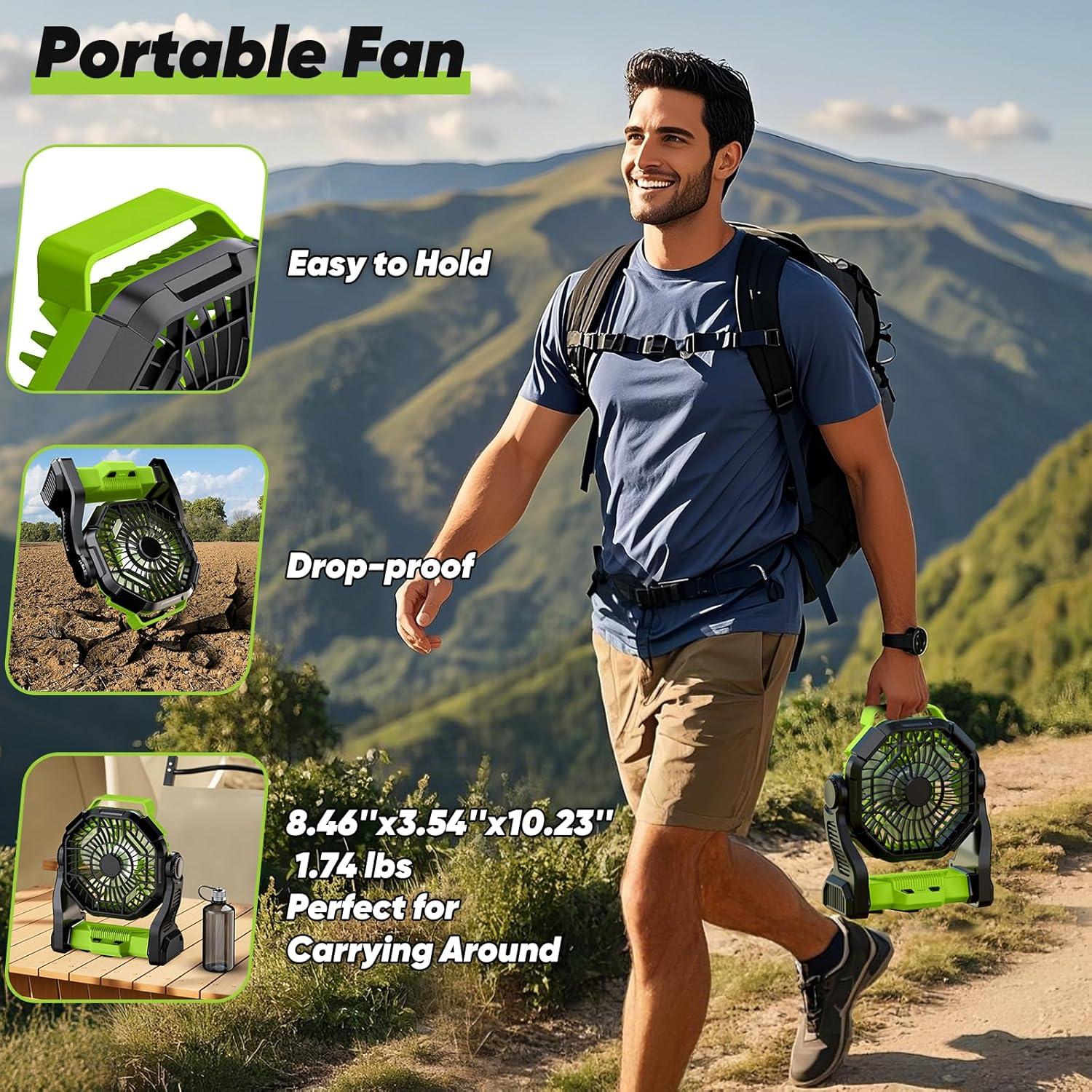 Ventilador Recargable Portátil MATULSA 10" Verde con LED