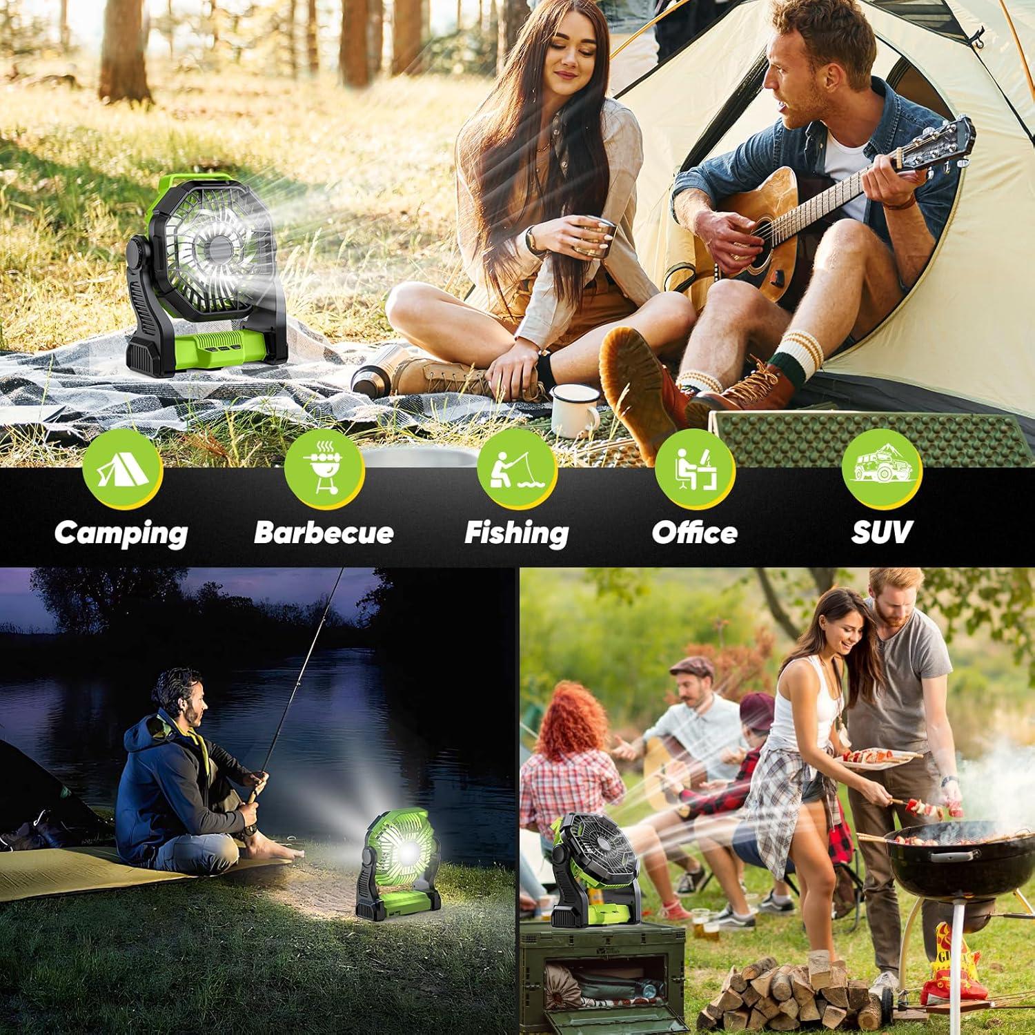 Ventilador Recargable Portátil MATULSA 10" Verde con LED