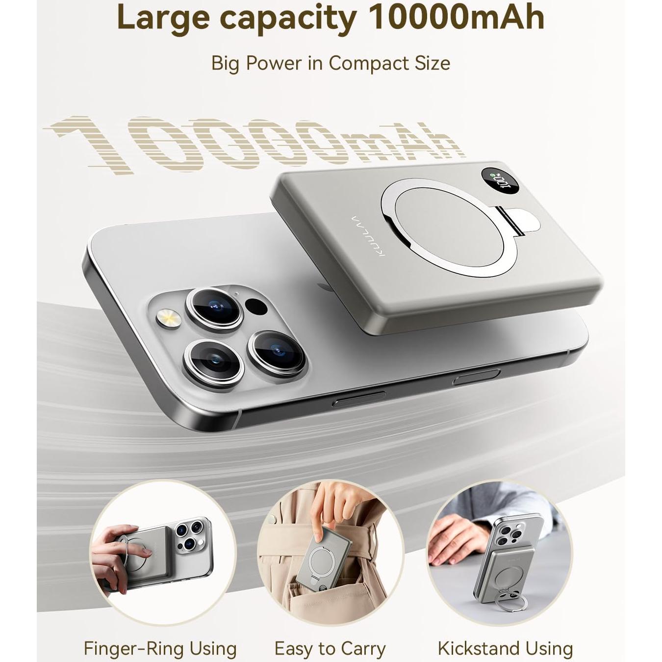 Banco de Poder Inalámbrico Kuulaa 10000mAh MagSafe 20W LED