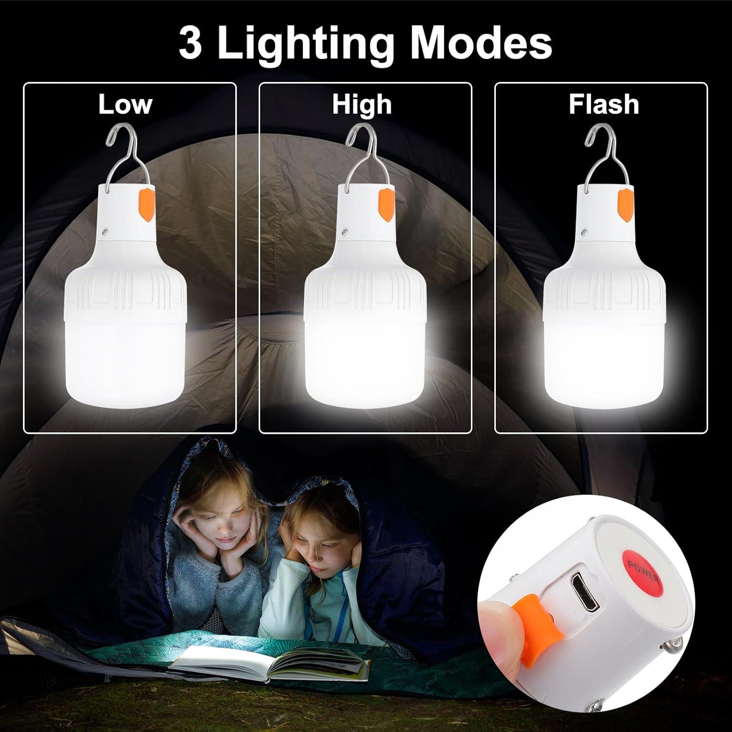 Lámpara de Camping LED PATIKIL - Paquete de 4, 60W, Blanca