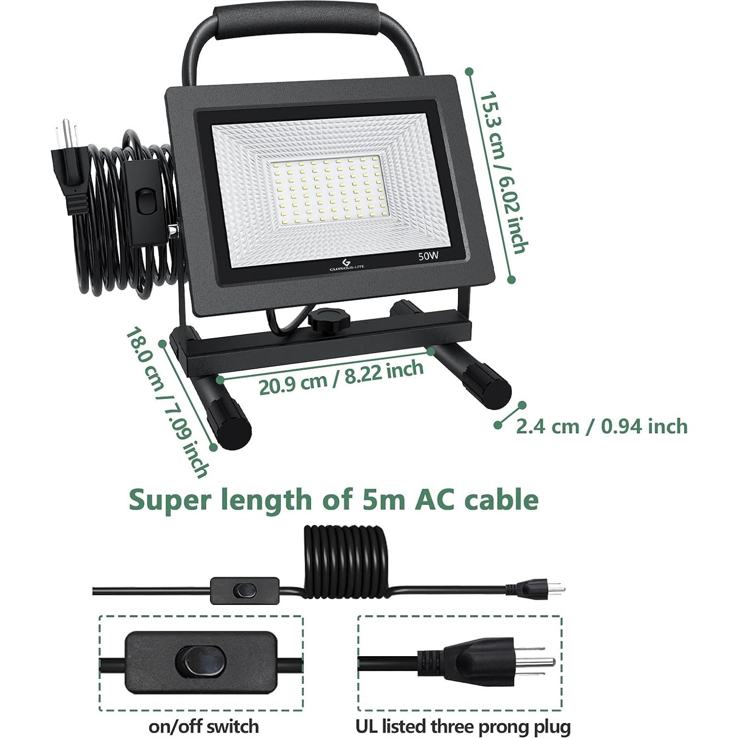 Luz de Trabajo LED Glorious-Lite 50W 5000LM IP66 Ajustable