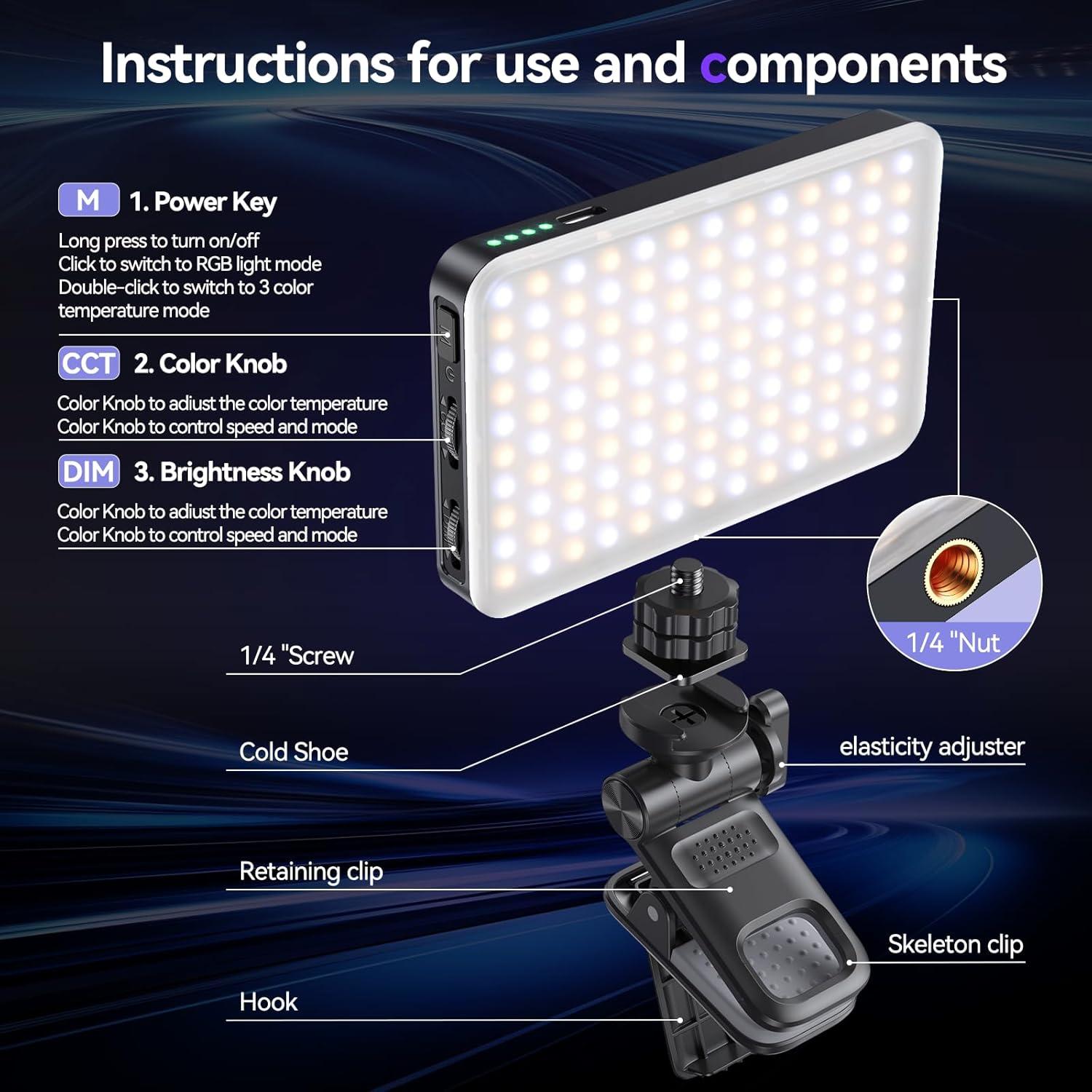 Clip de Luz LED Portátil BAOYER BX-ZBD10S RGB 10 Modos